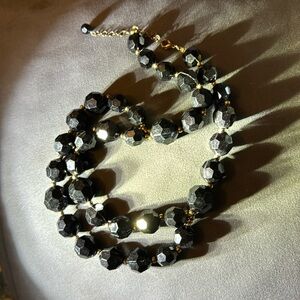Vintage Faceted Black Acrylic Bead Necklace